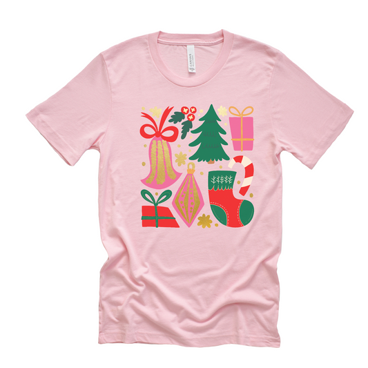 Christmas Collage Tee with Gold Foil